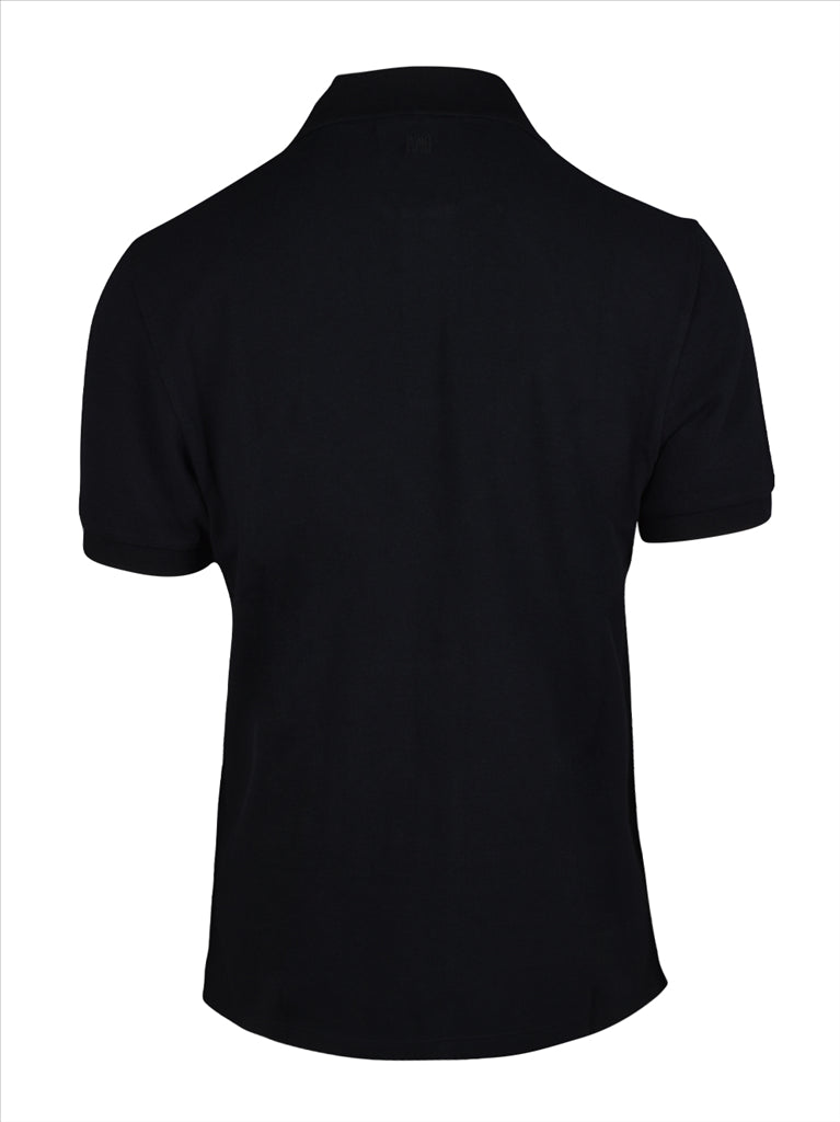 Ami de Coeur polo, black polo shirt, luxury polo, embroidered logo, cotton piqué