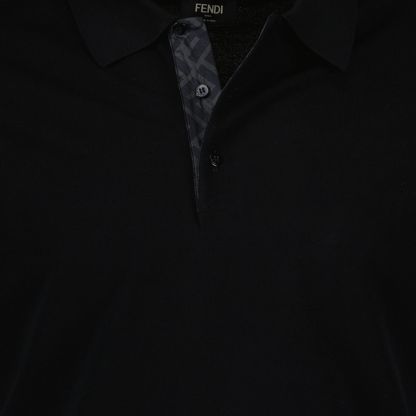 Fendi Men's Polo, Elegant Black Polo, Fendi FF, Luxury Cotton Polo, Luxury Men's Fashion