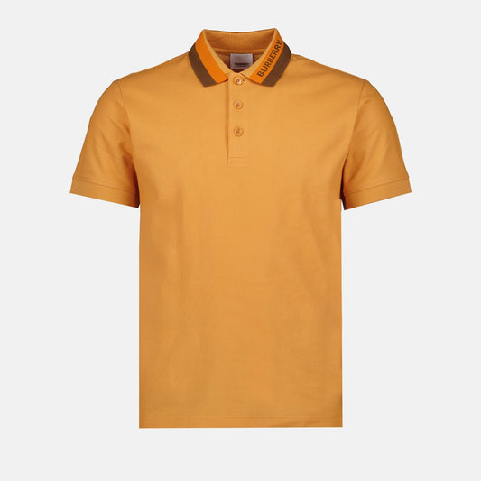 Burberry polo, luxury men's polo, orange Burberry shirt, designer menswear, high-end casual wear