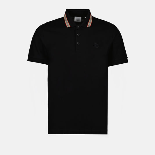 Burberry polo, luxury men's clothing, black polo shirt, elegant men's fashion, high-end men's wear