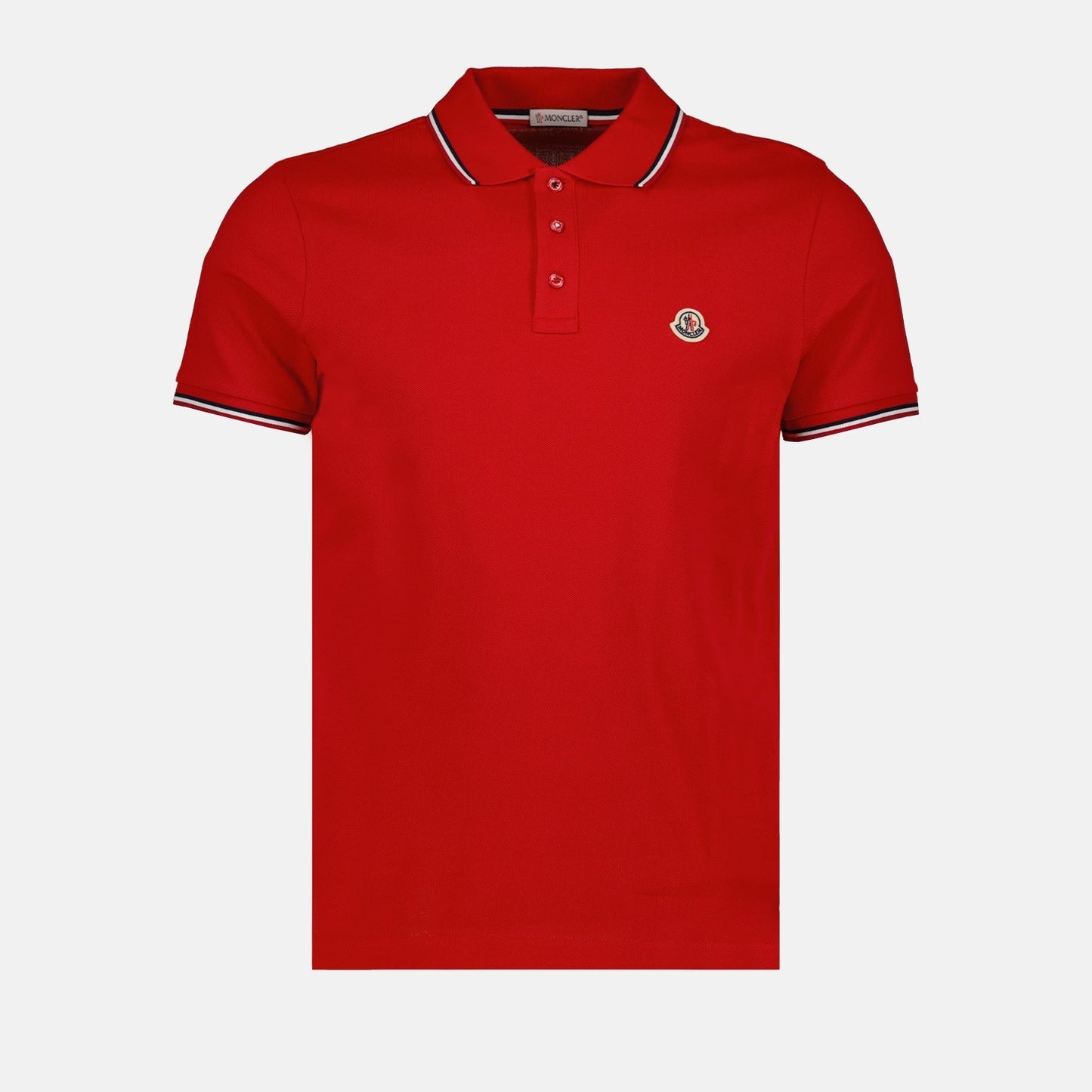 Moncler, Red Polo, Men's Luxury Polo, Logo-Trim Polo, High-End Men's Fashion