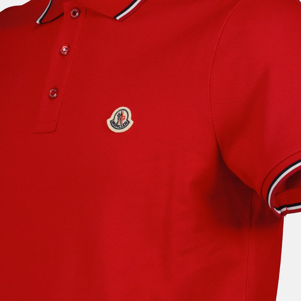 Moncler, Red Polo, Men's Luxury Polo, Logo-Trim Polo, High-End Men's Fashion