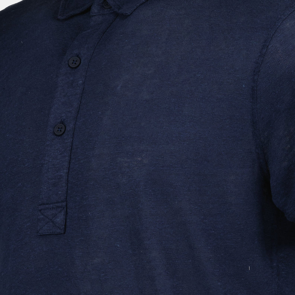 Orlebar Brown, Men's Linen Polo, Luxury Casual Wear, Blue Polo Shirt, Designer Men's Clothing