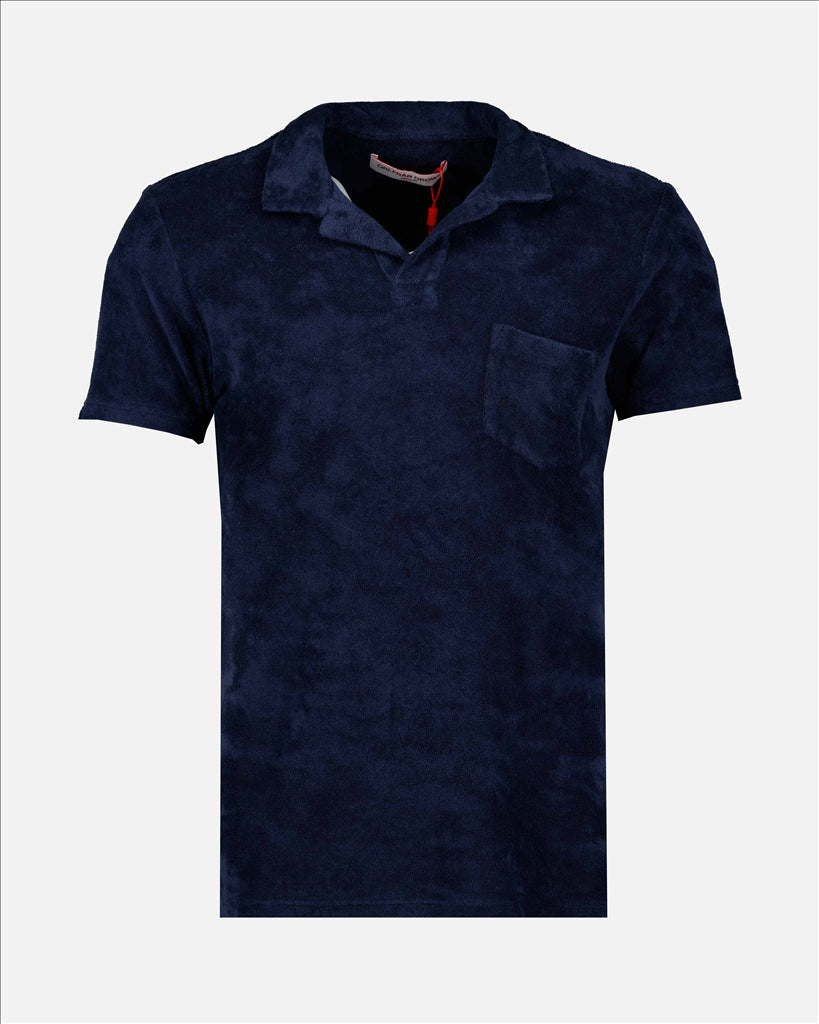 Orlebar Brown Terry Polo, Luxury Menswear, Elegant Blue Polo, Premium Comfort, Sophisticated Style