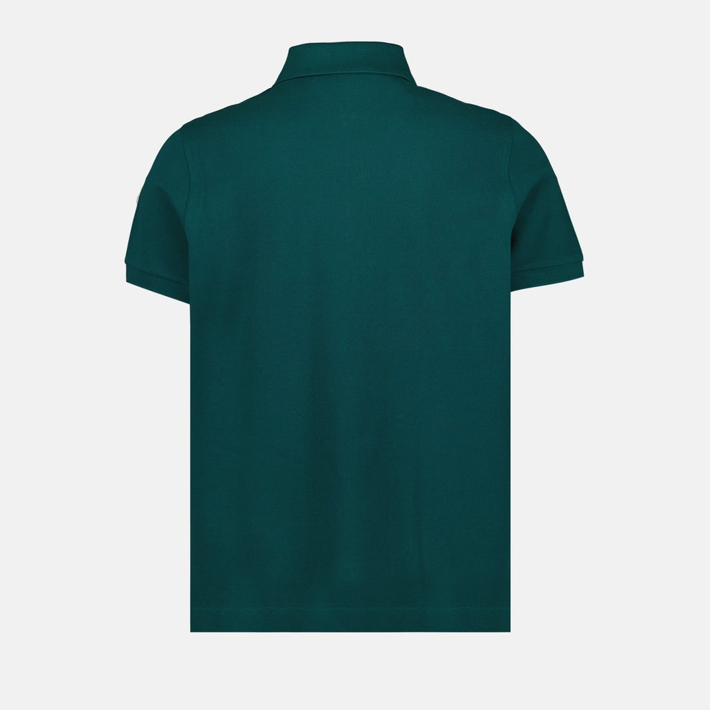 Moncler polo, green zipped polo, luxury men’s polo, designer polo, high-end casual wear