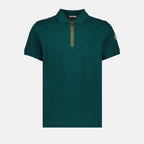 Moncler polo, green zipped polo, luxury men’s polo, designer polo, high-end casual wear