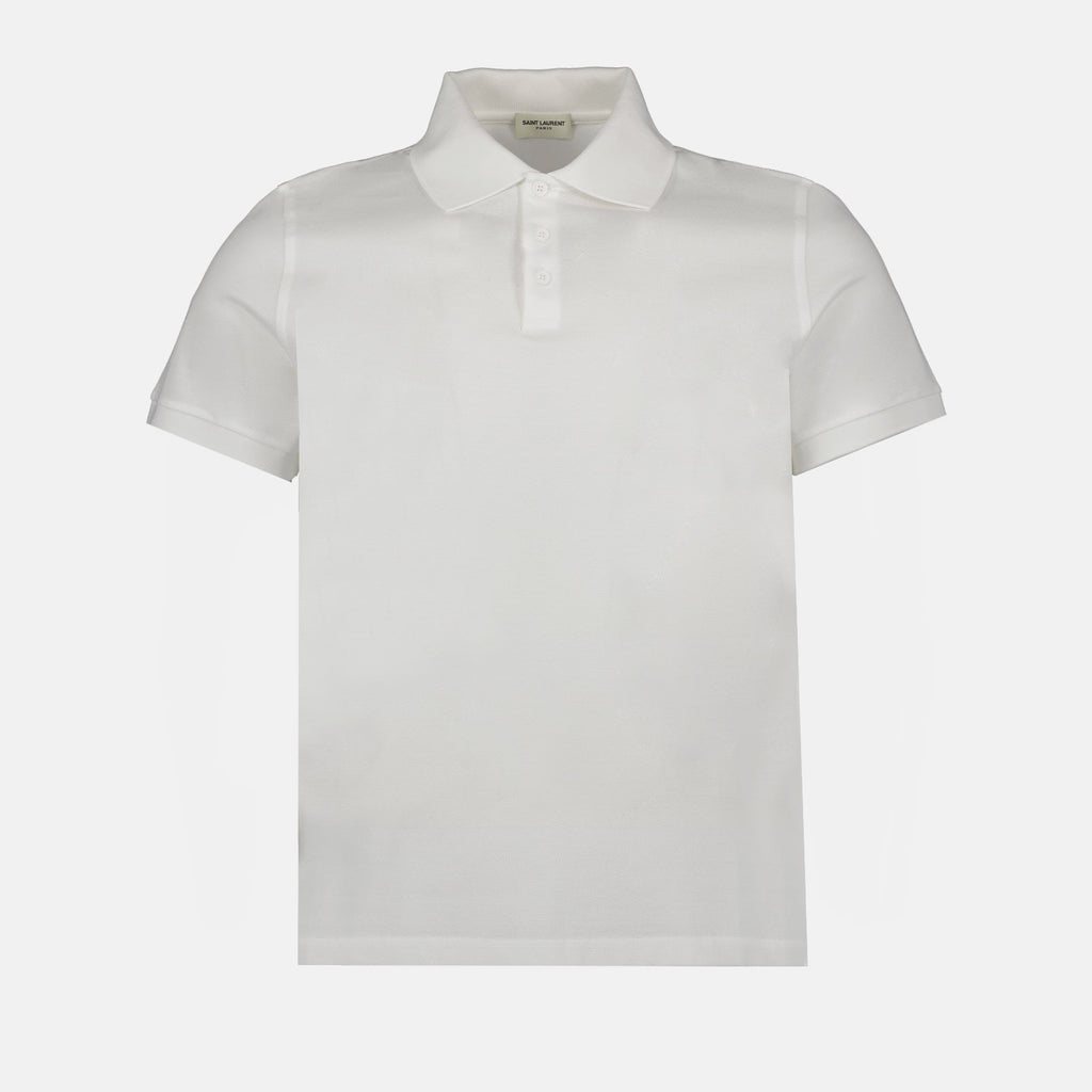 Image of YSL White Polo Shirt by Saint Laurent for Men - Season Spring-Summer 2023 - Front View