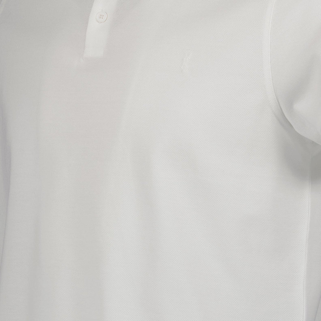 Image of YSL White Polo Shirt by Saint Laurent for Men - Season Spring-Summer 2023 - Product detail view 2