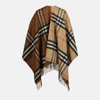 Poncho à carreaux en laine