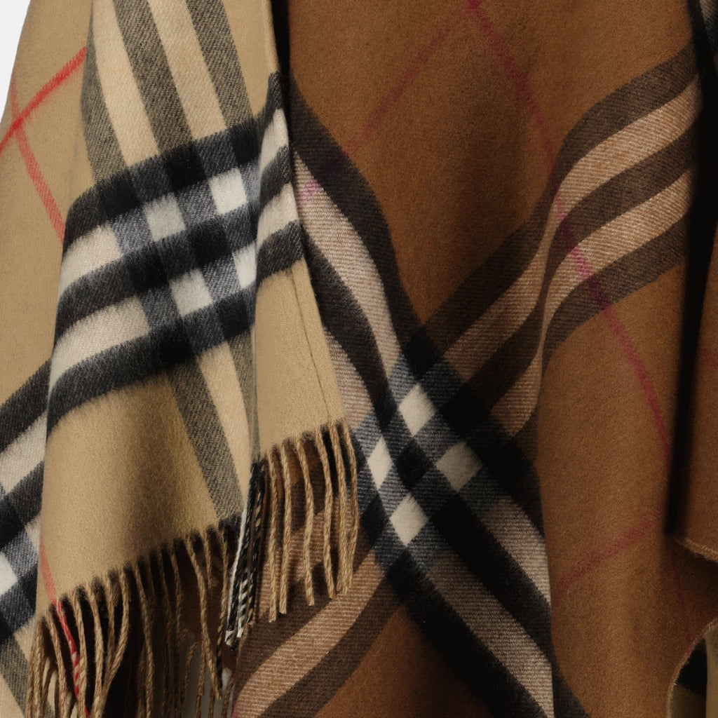 Poncho à carreaux en laine