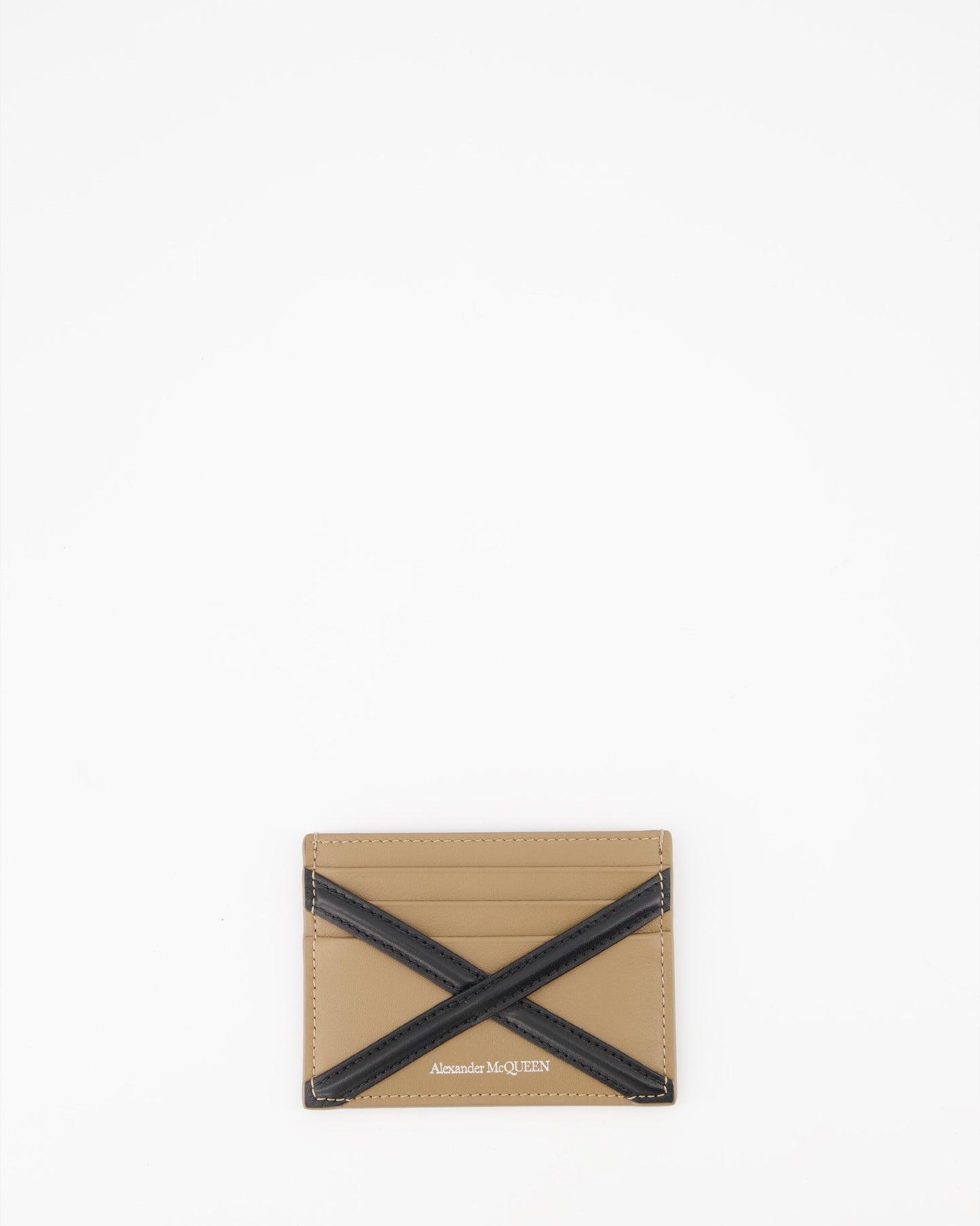 Alexander McQueen, leather card holder, men's accessories, luxury card holder, beige card holder