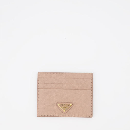 Prada, Saffiano leather card holder, brown leather card holder, luxury card holder, designer accessories