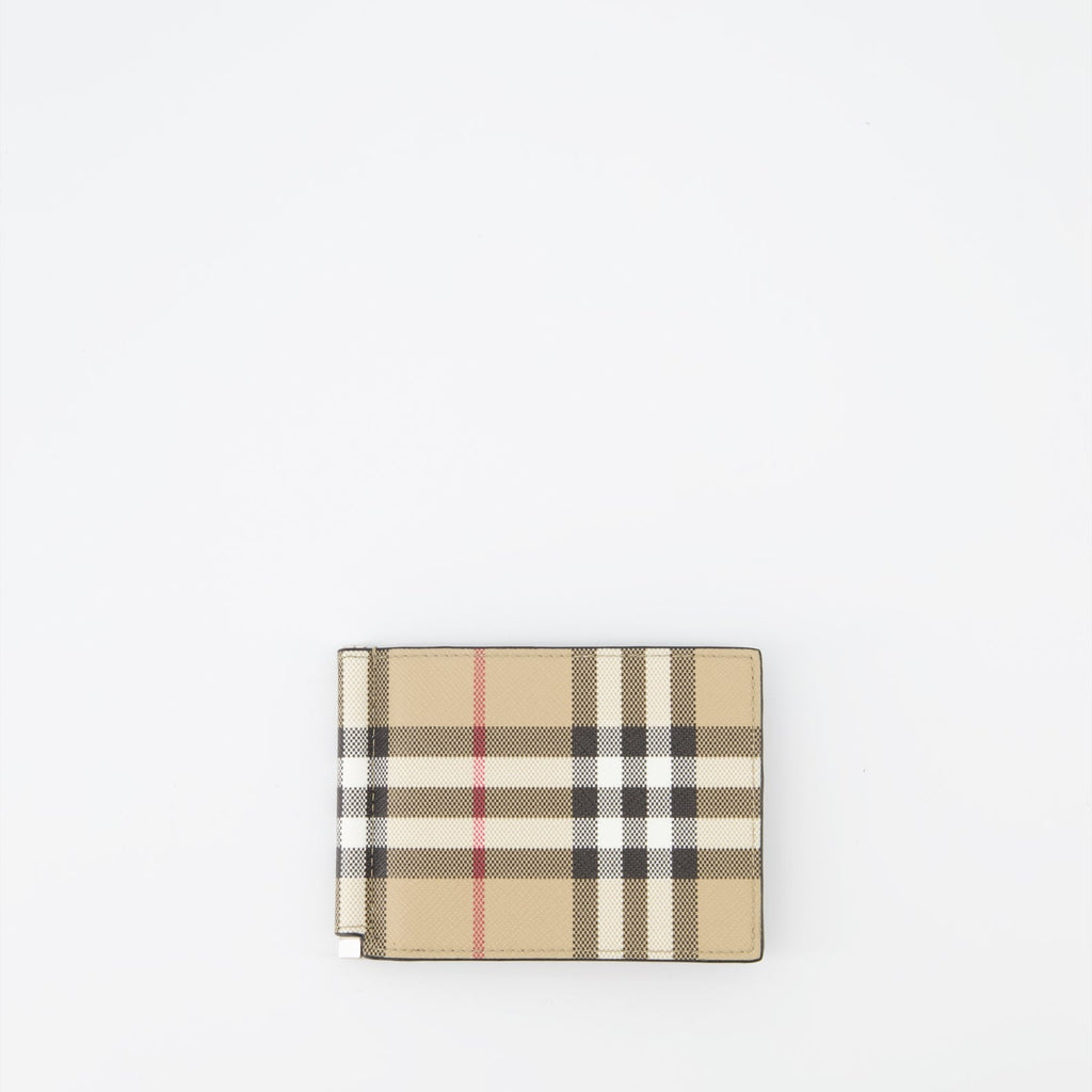 Burberry card holder, Luxury men's accessories, Checkered card holder, Foldable card case, High-end card holder