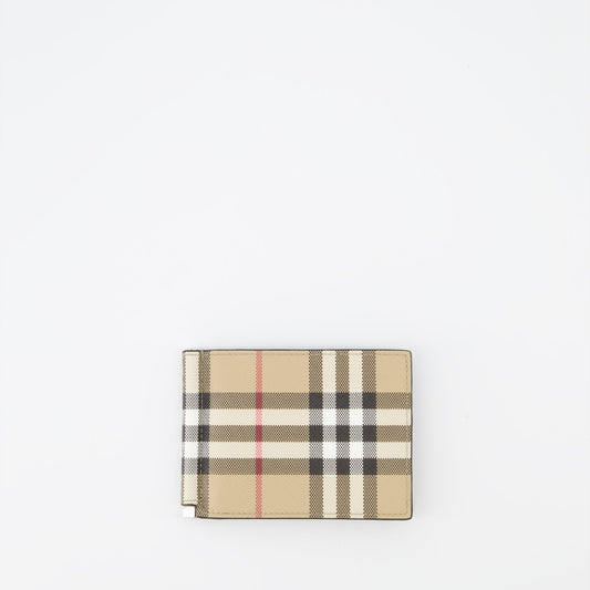 Burberry card holder, Luxury men's accessories, Checkered card holder, Foldable card case, High-end card holder