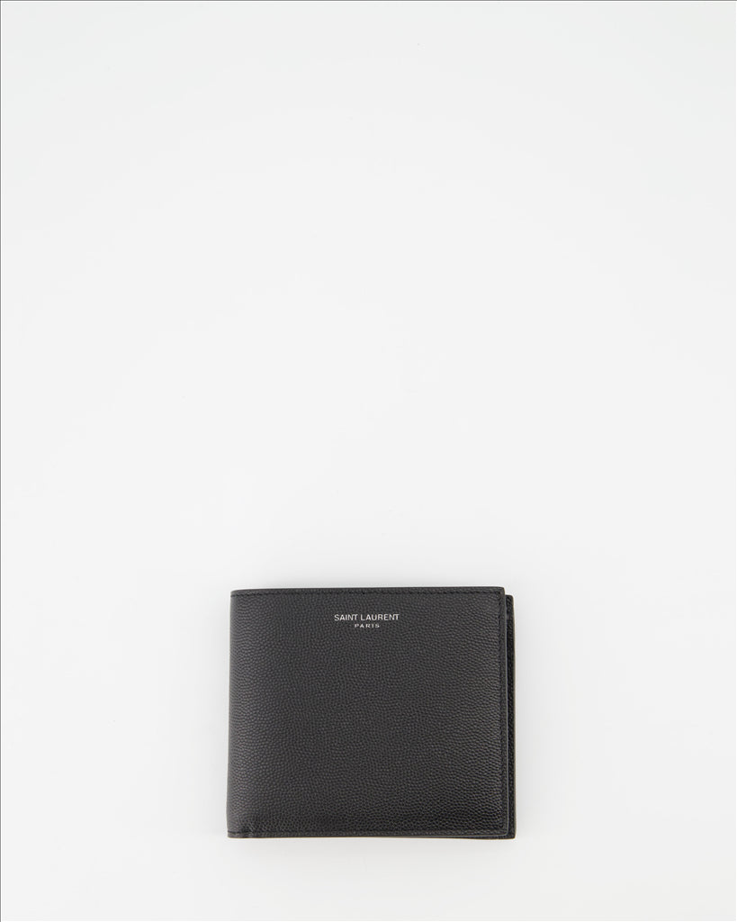 Black leather wallet, Saint Laurent wallet, luxury men's accessories, elegant wallet, premium leather wallet