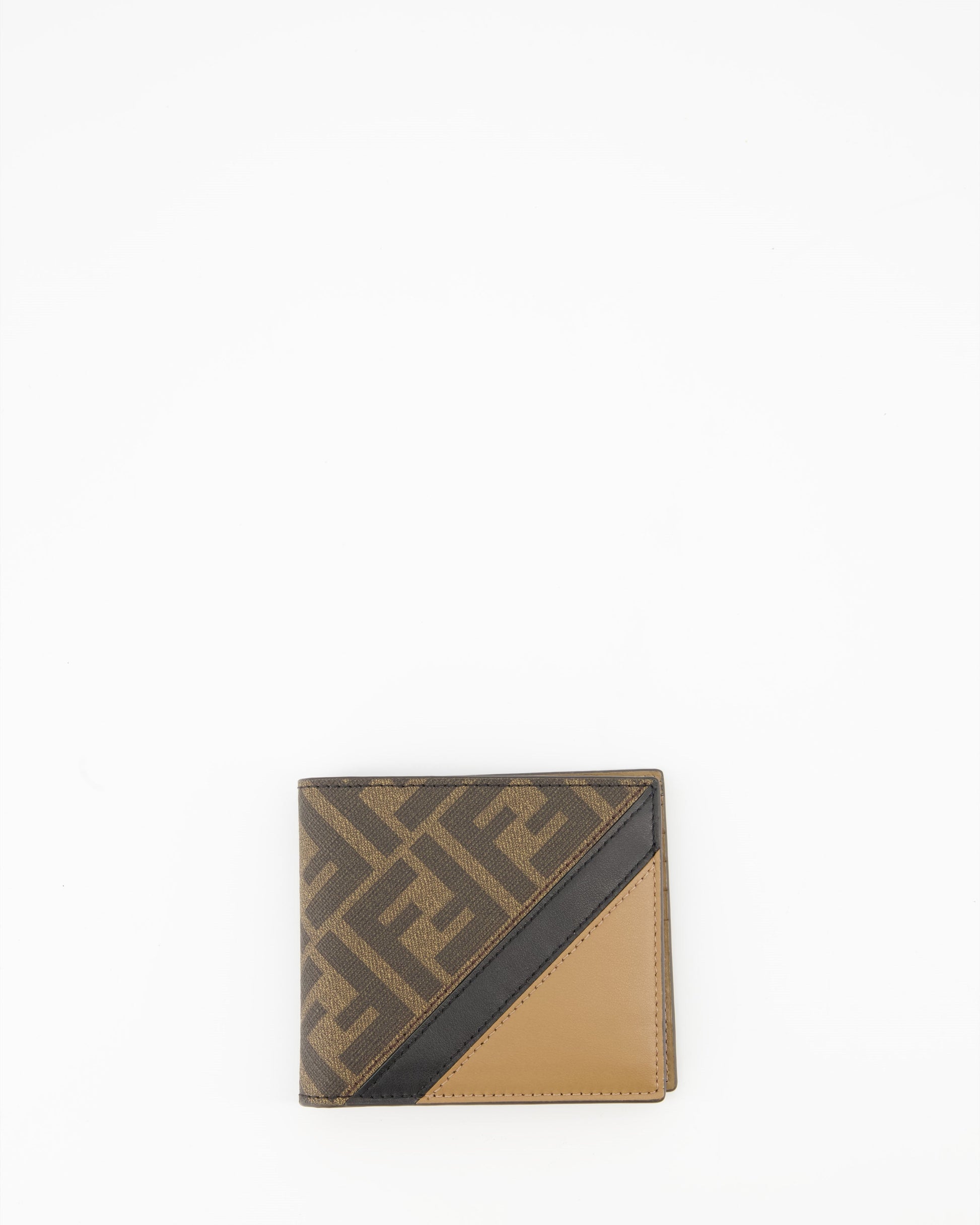 Fendi Wallet, Brown Leather, FF Monogram, Luxury, Men's Accessory