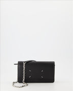 Maison Margiela, leather wallet, luxury accessory, chain wallet, black grained leather