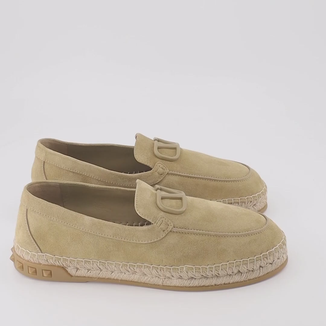 Valentino Garavani, men's espadrilles, beige suede footwear, luxury casual shoes, high-end men's fashion