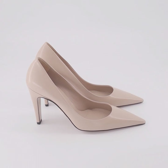 Prada, luxury pumps, beige leather, elegant footwear, designer shoes