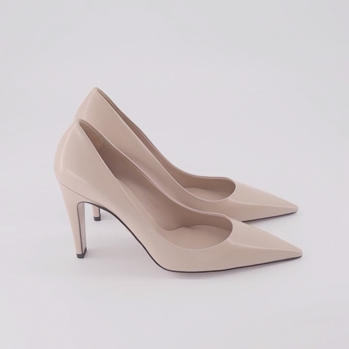 Prada, luxury pumps, beige leather, elegant footwear, designer shoes