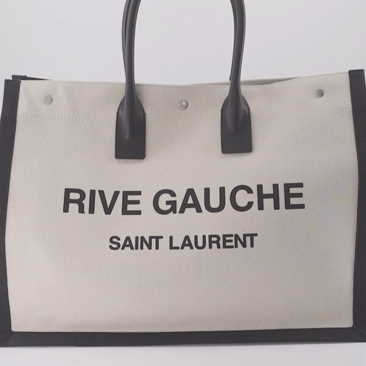 Saint Laurent Cabas, Beige Canvas Bag, Luxury Mens Tote, Designer Bags, Rive Gauche Bag