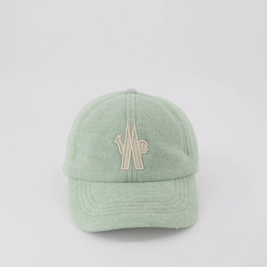 Moncler Grenoble, Women's Green Fleece Cap, Luxury Accessories, High-End Fashion, Designer Cap