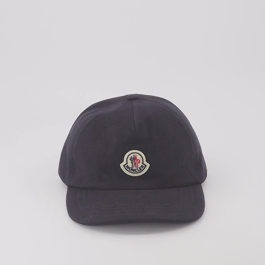 Moncler cap, luxury men's accessories, designer headwear, blue logo cap, men's fashion