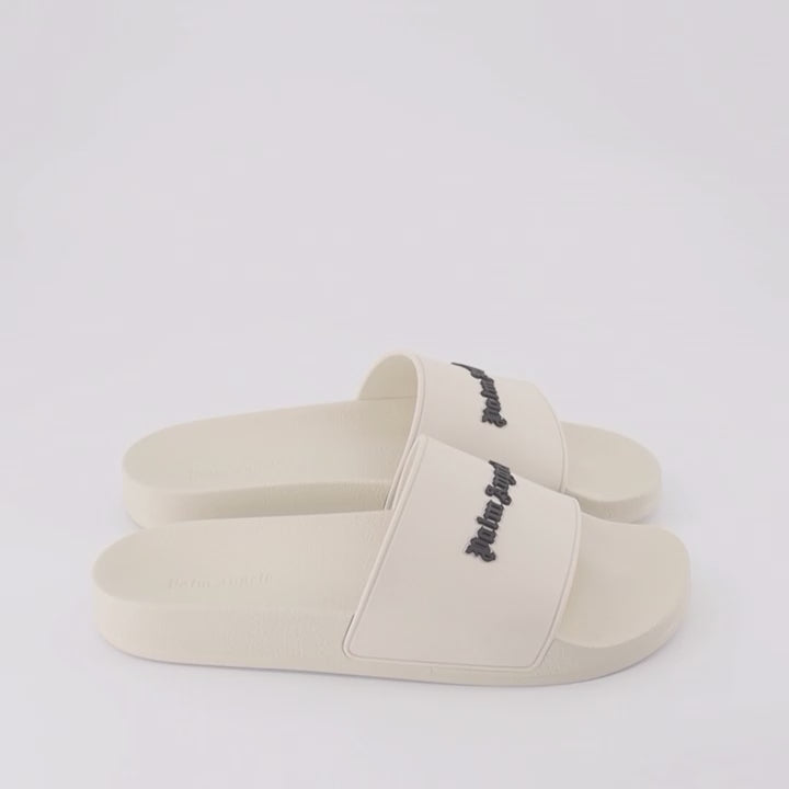 rubber slides, Palm Angels, luxury slides, designer footwear, beige slides