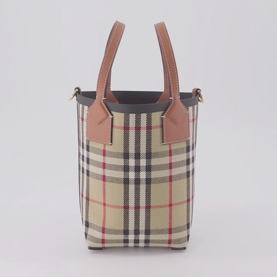 Burberry tote, Mini Cabas London, Women’s checkered bag, Luxury handbags, High-end fashion accessories