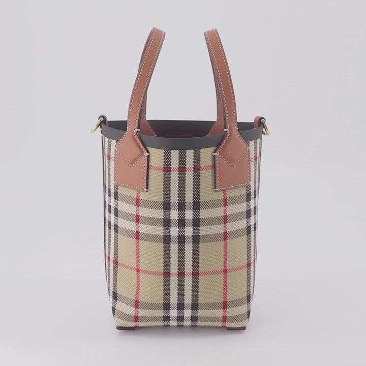 Burberry tote, Mini Cabas London, Women’s checkered bag, Luxury handbags, High-end fashion accessories