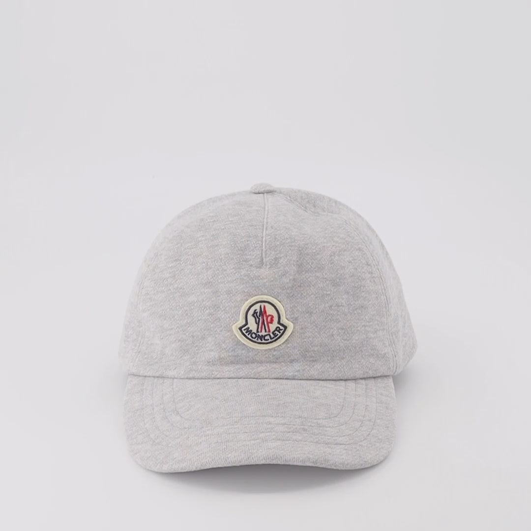 Moncler cap, grey baseball cap, men's luxury accessories, designer logo cap, premium headwear