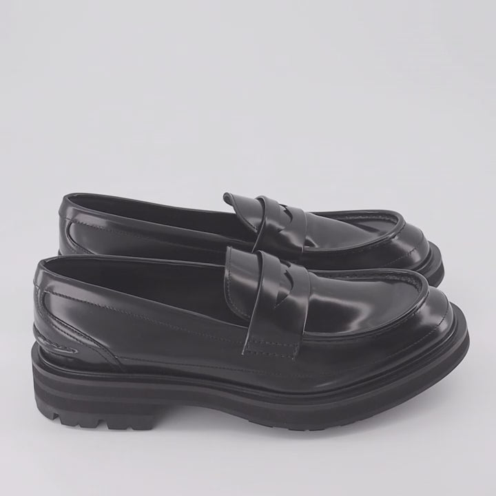 Alexander McQueen loafers, men's patent leather shoes, luxury moccasins, elegant men's footwear, high-end designer shoes