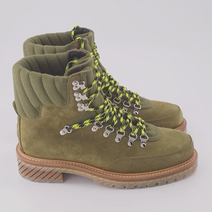 Off-White, Nubuck Green Boots, Men's Luxury Footwear, Designer Boots, Gstaad Boots