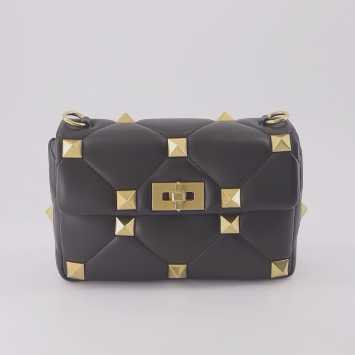 Valentino Garavani, Roman Stud bag, luxury black bag, women's designer bag, high-end accessories