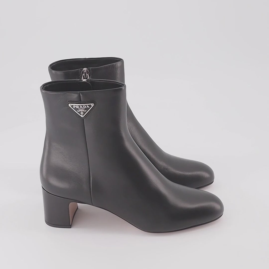 Prada, Black Leather Ankle Boots, Women's Designer Boots, High-End Fashion, Luxury Footwear