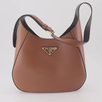 Prada, Leather Shoulder Bag, Women's Luxury Bag, Designer Handbag, Brown Leather Bag