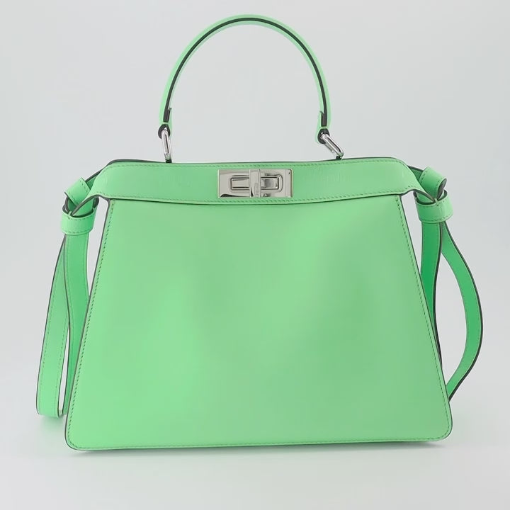 Fendi Peekaboo Bag, Green Designer Bag, Luxury Handbag, Women's Fendi Bag, High-End Handbag