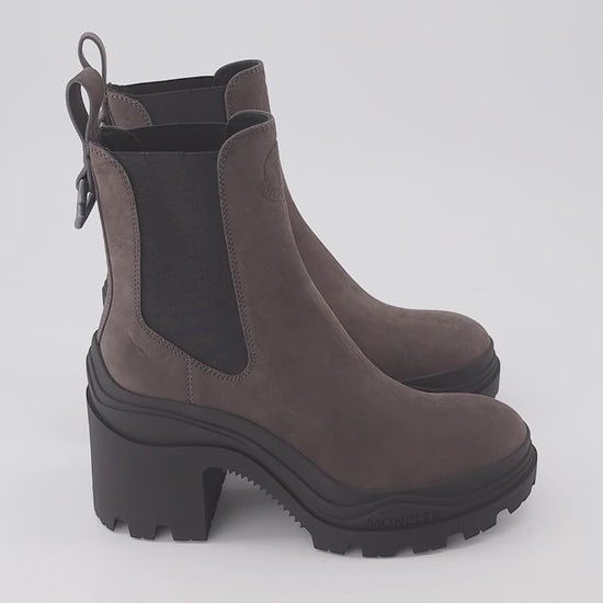 Moncler ankle boots, women's luxury footwear, brown leather boots, Moncler boots, elegant women’s boots