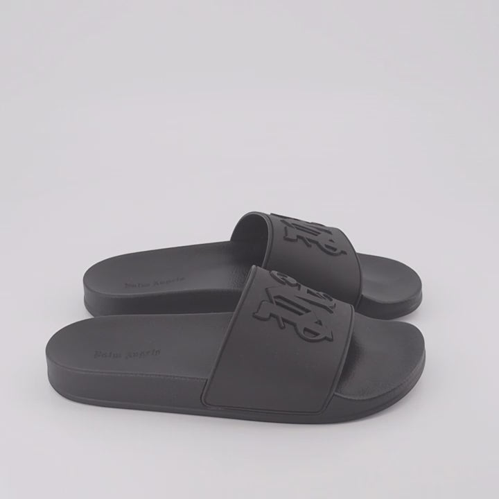 Palm Angels, rubber slides, PA Monogram, black slides, luxury footwear