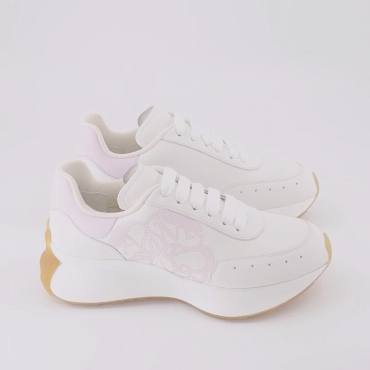 Alexander McQueen trainers, luxury women's footwear, Sprint Runner, white and pink sneakers, high-end fashion trainers