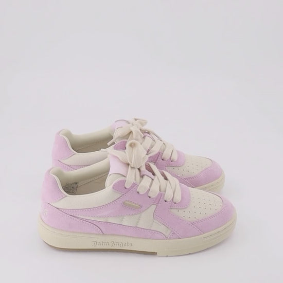 Palm Angels sneakers, leather sneakers, pink and beige sneakers, luxury footwear, designer sneakers