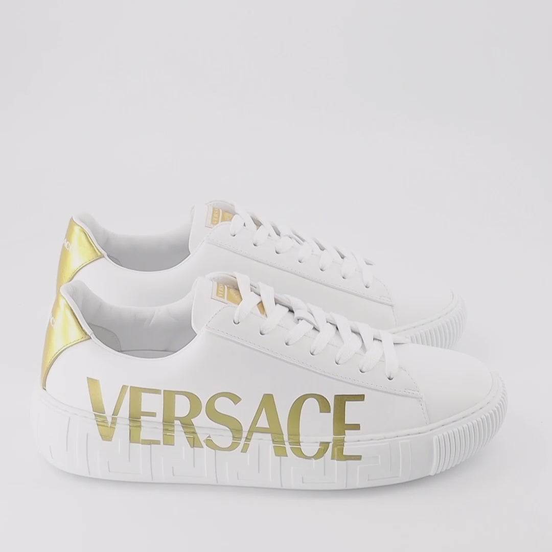 Versace sneakers, men's luxury shoes, Greca logo, designer footwear, high-end sneakers