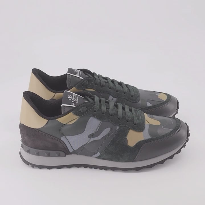 Valentino Garavani, Rockrunner Sneakers, Grey-Gold Sneakers, Luxury Men's Shoes, Designer Footwear