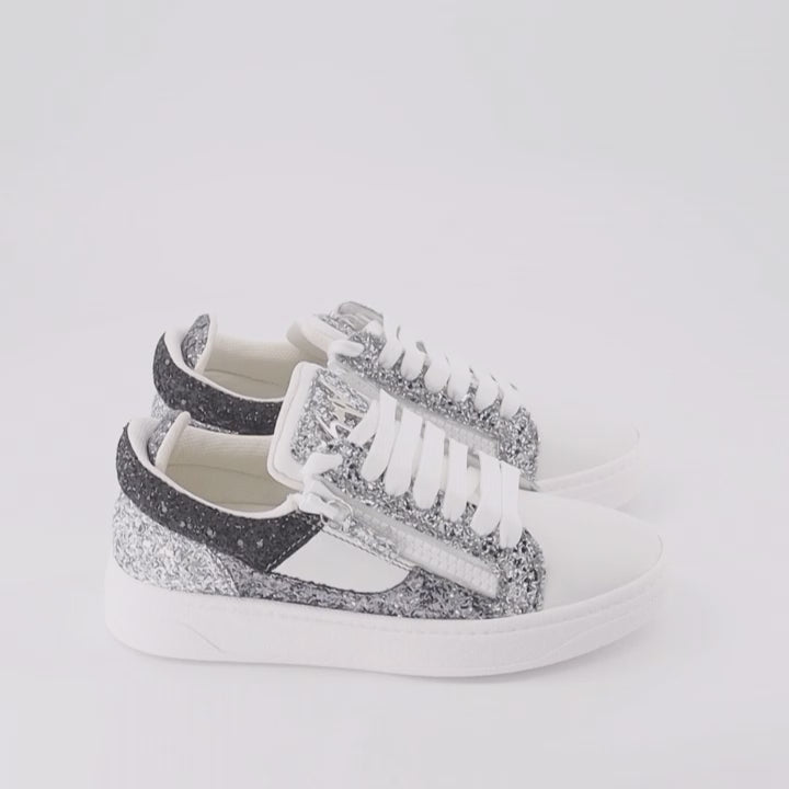 Giuseppe Zanotti, silver sneakers, luxury fashion, high-end footwear, designer sneakers