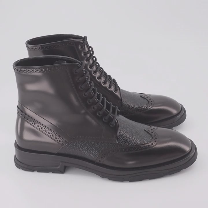 Alexander McQueen, Punk Boots, Men's Luxury Footwear, Lace-Up Boots, High-End Fashion