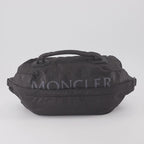 Moncler bum bag, luxury men's accessories, black leather bum bag, designer bum bag, high-end men's fashion