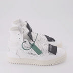Off-White sneakers, luxury leather sneakers, high-top fashion shoes, streetwear luxury, designer footwear