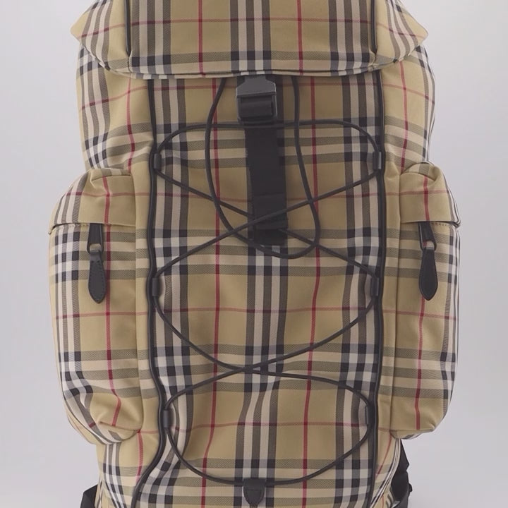 Burberry backpack, luxury men's accessories, Burberry check, high-end backpacks, fashionable men's bags