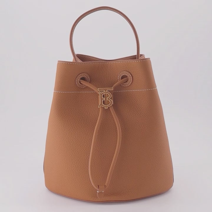 Burberry TB, leather bucket bag, luxury handbags, designer bags, high-end accessories