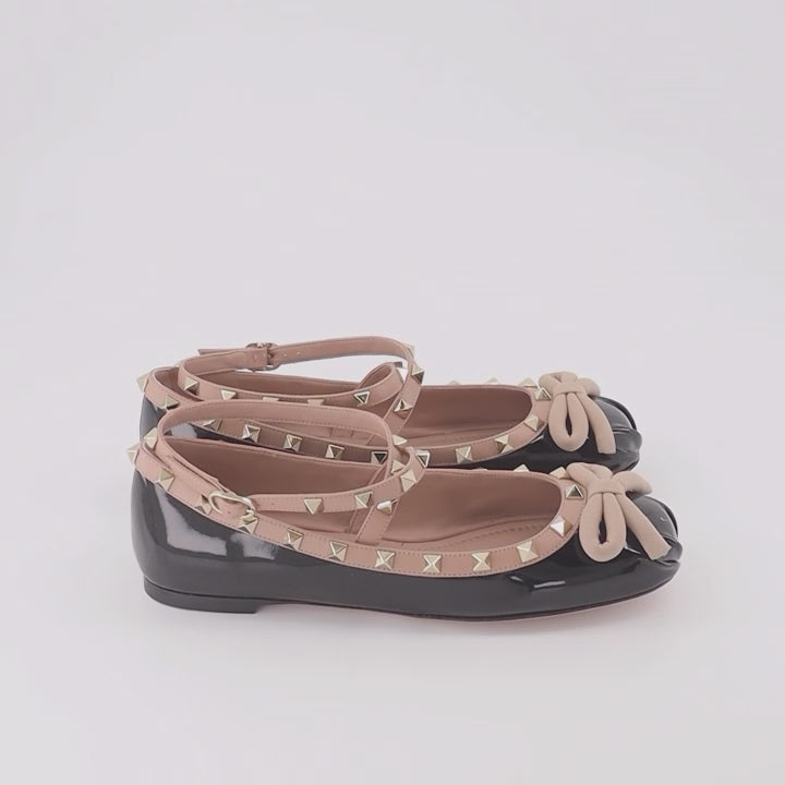 Rockstud, Valentino Garavani, patent leather flats, luxury ballet flats, designer shoes